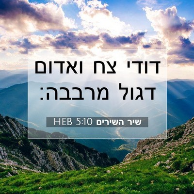 Picture 07 - שיר השירים 5:10 HEB - דודי צח ואדום דגול - Bible Verse Picture