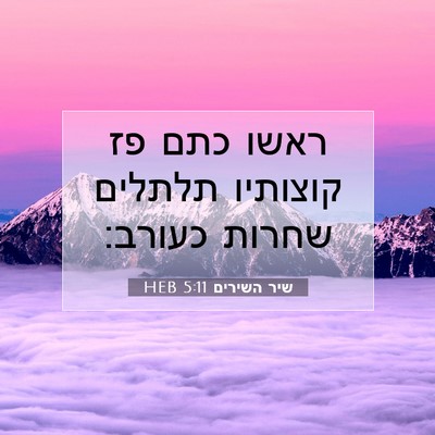 Picture 07 - שיר השירים 5:11 HEB - ראשו כתם פז קוצותיו תלתלים - Bible Verse Picture