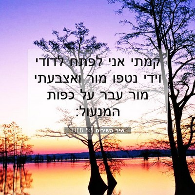 Picture 07 - שיר השירים 5:5 HEB - קמתי אני לפתח לדודי וידי - Bible Verse Picture