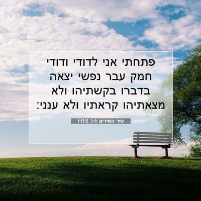 Picture 07 - שיר השירים 5:6 HEB - פתחתי אני לדודי ודודי חמק - Bible Verse Picture