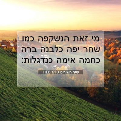 Picture 07 - שיר השירים 6:10 HEB - מי זאת הנשקפה כמו שחר יפה - Bible Verse Picture