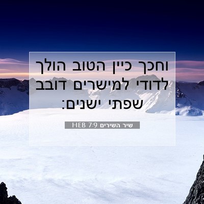 Picture 07 - שיר השירים 7:9 HEB - וחכך כיין הטוב הולך לדודי - Bible Verse Picture