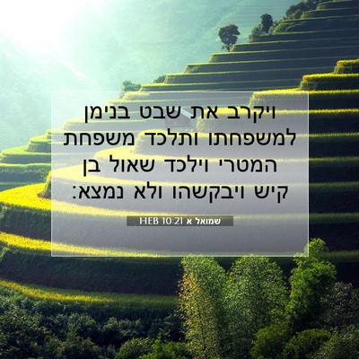 Picture 07 - שמואל א 10:21 HEB - ויקרב את שבט בנימן למשפחתו - Bible Verse Picture