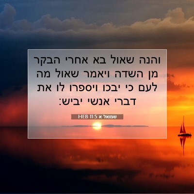 Picture 07 - שמואל א 11:5 HEB - והנה שאול בא אחרי הבקר מן - Bible Verse Picture