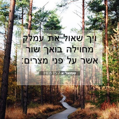 Picture 07 - שמואל א 15:7 HEB - ויך שאול את עמלק מחוילה - Bible Verse Picture