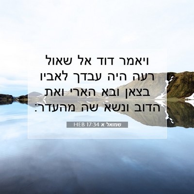 Picture 07 - שמואל א 17:34 HEB - ויאמר דוד אל שאול רעה היה - Bible Verse Picture