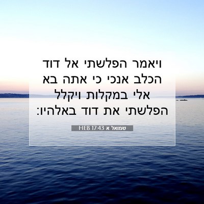 Picture 07 - שמואל א 17:43 HEB - ויאמר הפלשתי אל דוד הכלב - Bible Verse Picture