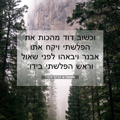 Picture 07 - שמואל א 17:57 HEB - וכשוב דוד מהכות את הפלשתי - Bible Verse Picture