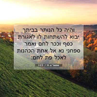 Picture 07 - שמואל א 2:36 HEB - והיה כל הנותר בביתך יבוא - Bible Verse Picture