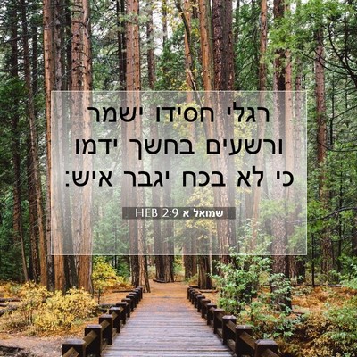 Picture 07 - שמואל א 2:9 HEB - רגלי חסידו ישמר ורשעים - Bible Verse Picture