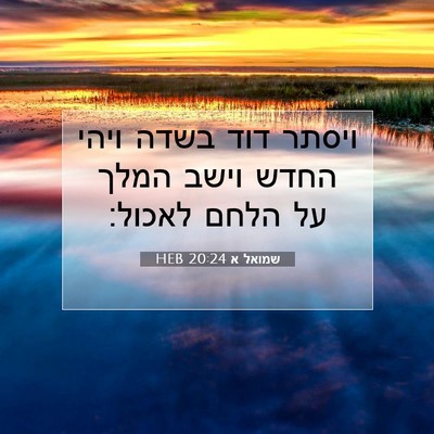 Picture 07 - שמואל א 20:24 HEB - ויסתר דוד בשדה ויהי החדש - Bible Verse Picture