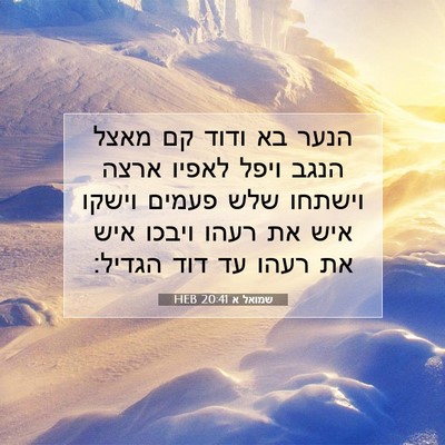 Picture 07 - שמואל א 20:41 HEB - הנער בא ודוד קם מאצל הנגב - Bible Verse Picture