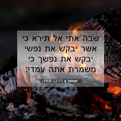 Picture 07 - שמואל א 22:23 HEB - שבה אתי אל תירא כי אשר יבקש - Bible Verse Picture