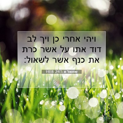 Picture 07 - שמואל א 24:5 HEB - ויהי אחרי כן ויך לב דוד אתו - Bible Verse Picture