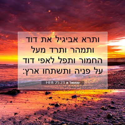 Picture 07 - שמואל א 25:23 HEB - ותרא אביגיל את דוד ותמהר - Bible Verse Picture