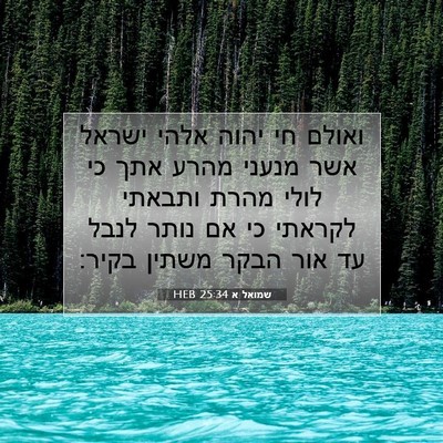 Picture 07 - שמואל א 25:34 HEB - ואולם חי יהוה אלהי ישראל - Bible Verse Picture
