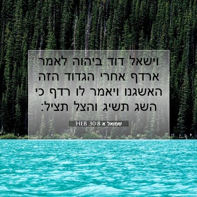 Picture 07 - שמואל א 30:8 HEB - וישאל דוד ביהוה לאמר ארדף - Bible Verse Picture