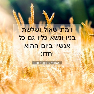 Picture 07 - שמואל א 31:6 HEB - וימת שאול ושלשת בניו ונשא - Bible Verse Picture