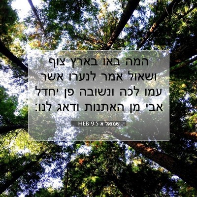Picture 07 - שמואל א 9:5 HEB - המה באו בארץ צוף ושאול אמר - Bible Verse Picture