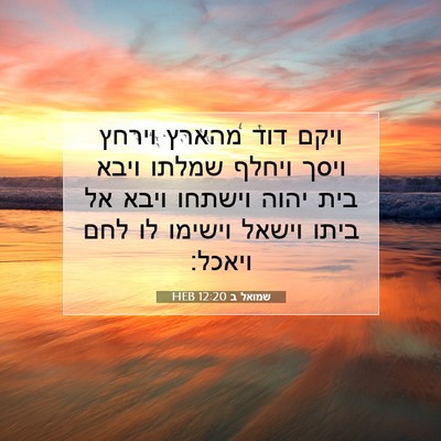 Picture 07 - שמואל ב 12:20 HEB - ויקם דוד מהארץ וירחץ ויסך - Bible Verse Picture