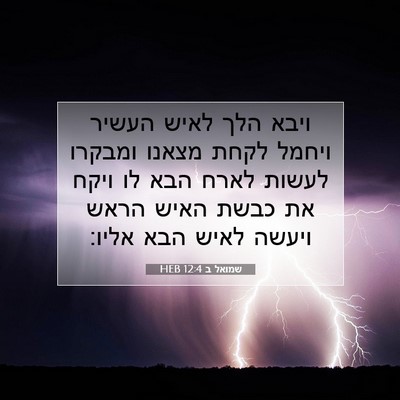 Picture 07 - שמואל ב 12:4 HEB - ויבא הלך לאיש העשיר ויחמל - Bible Verse Picture
