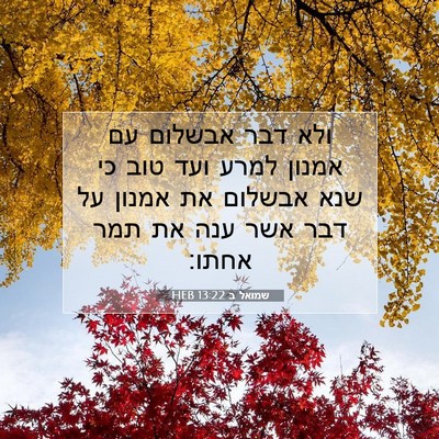 Picture 07 - שמואל ב 13:22 HEB - ולא דבר אבשלום עם אמנון - Bible Verse Picture