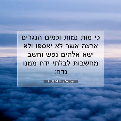 Picture 07 - שמואל ב 14:14 HEB - כי מות נמות וכמים הנגרים - Bible Verse Picture