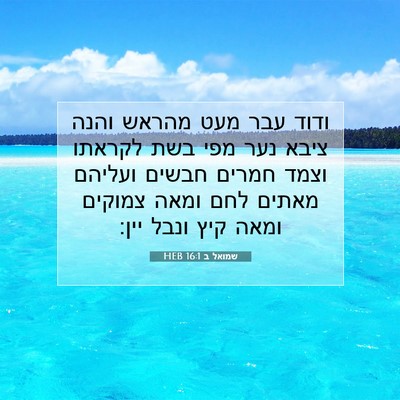 Picture 07 - שמואל ב 16:1 HEB - ודוד עבר מעט מהראש והנה - Bible Verse Picture