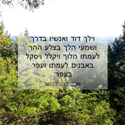 Picture 07 - שמואל ב 16:13 HEB - וילך דוד ואנשיו בדרך ושמעי - Bible Verse Picture