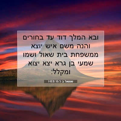 Picture 07 - שמואל ב 16:5 HEB - ובא המלך דוד עד בחורים והנה - Bible Verse Picture