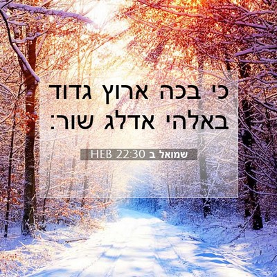 Picture 07 - שמואל ב 22:30 HEB - כי בכה ארוץ גדוד באלהי אדלג - Bible Verse Picture