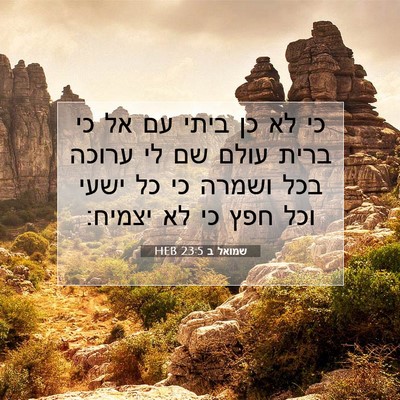 Picture 07 - שמואל ב 23:5 HEB - כי לא כן ביתי עם אל כי ברית - Bible Verse Picture