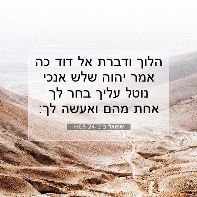 Picture 07 - שמואל ב 24:12 HEB - הלוך ודברת אל דוד כה אמר - Bible Verse Picture