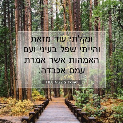 Picture 07 - שמואל ב 6:22 HEB - ונקלתי עוד מזאת והייתי שפל - Bible Verse Picture