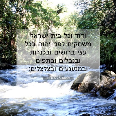 Picture 07 - שמואל ב 6:5 HEB - ודוד וכל בית ישראל משחקים - Bible Verse Picture