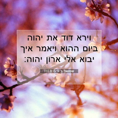 Picture 07 - שמואל ב 6:9 HEB - וירא דוד את יהוה ביום ההוא - Bible Verse Picture