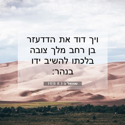 Picture 07 - שמואל ב 8:3 HEB - ויך דוד את הדדעזר בן רחב - Bible Verse Picture