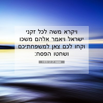 Picture 07 - שמות 12:21 HEB - ויקרא משה לכל זקני ישראל - Bible Verse Picture