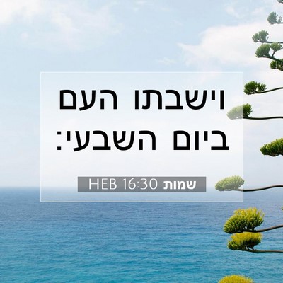Picture 07 - שמות 16:30 HEB - וישבתו העם ביום - Bible Verse Picture