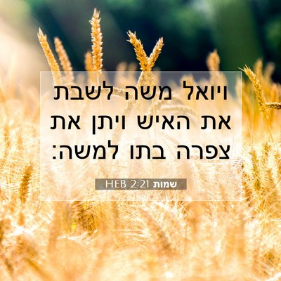 Picture 07 - שמות 2:21 HEB - ויואל משה לשבת את האיש ויתן - Bible Verse Picture