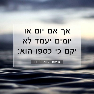 Picture 07 - שמות 21:21 HEB - אך אם יום או יומים יעמד לא - Bible Verse Picture