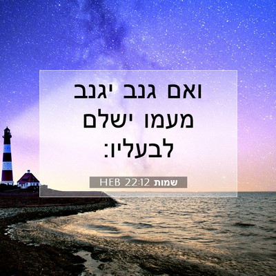 Picture 07 - שמות 22:12 HEB - ואם גנב יגנב מעמו ישלם - Bible Verse Picture