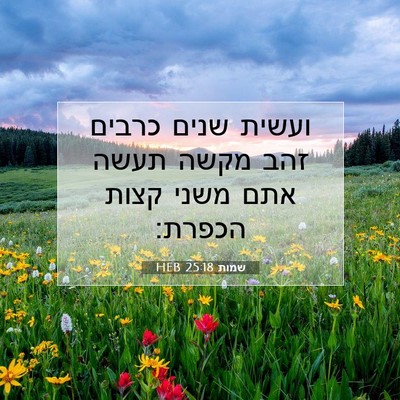 Picture 07 - שמות 25:18 HEB - ועשית שנים כרבים זהב מקשה - Bible Verse Picture