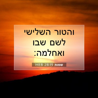 Picture 07 - שמות 28:19 HEB - והטור השלישי לשם שבו - Bible Verse Picture