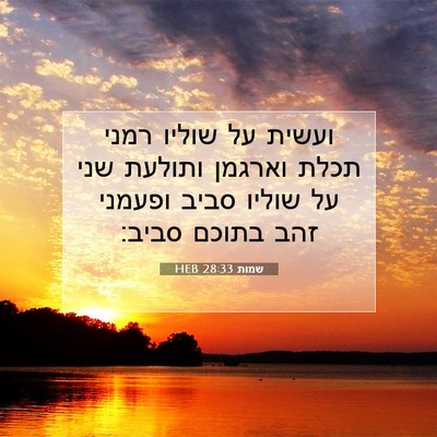 Picture 07 - שמות 28:33 HEB - ועשית על שוליו רמני תכלת - Bible Verse Picture