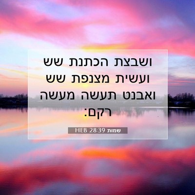 Picture 07 - שמות 28:39 HEB - ושבצת הכתנת שש ועשית מצנפת - Bible Verse Picture