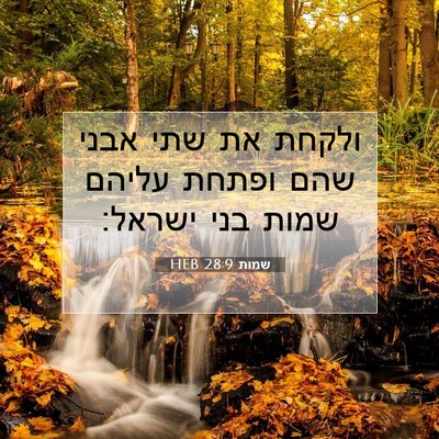 Picture 07 - שמות 28:9 HEB - ולקחת את שתי אבני שהם ופתחת - Bible Verse Picture