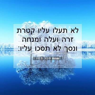Picture 07 - שמות 30:9 HEB - לא תעלו עליו קטרת זרה ועלה - Bible Verse Picture