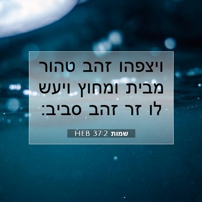 Picture 07 - שמות 37:2 HEB - ויצפהו זהב טהור מבית ומחוץ - Bible Verse Picture