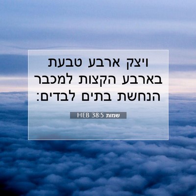 Picture 07 - שמות 38:5 HEB - ויצק ארבע טבעת בארבע הקצות - Bible Verse Picture
